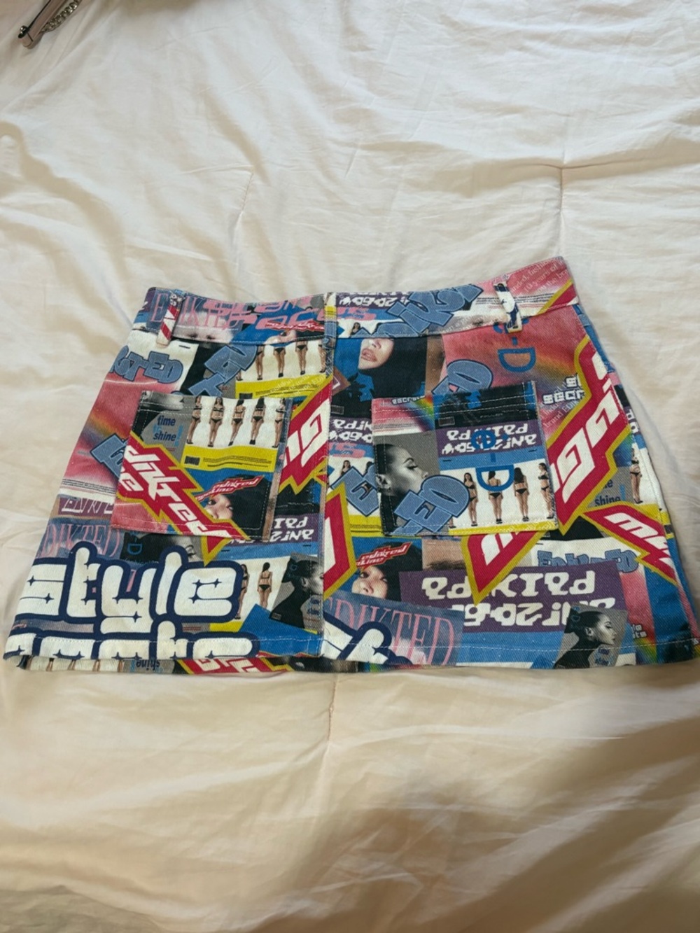 Graphic Patchwork Mini Skirt in Multicolor